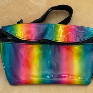 Fydelity Holographic Metallic Rainbow Ultra-Slim Fanny Pack 9" x 5.5" x 1"